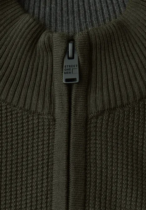 Troyer Strukturpullover dark olive green