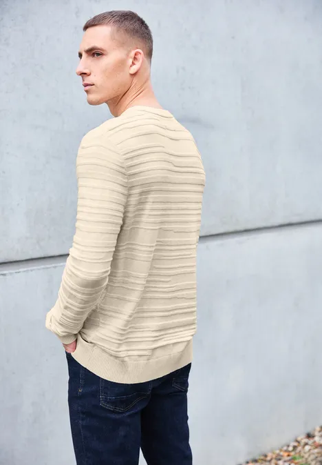 Strukturstreifen Pullover tender beige melange