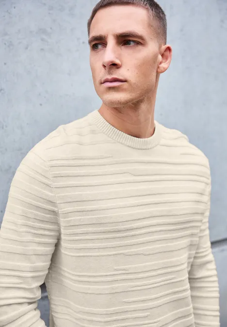 Strukturstreifen Pullover tender beige melange
