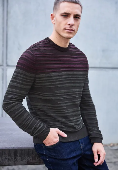 Strukturstreifen Pullover bordeaux red