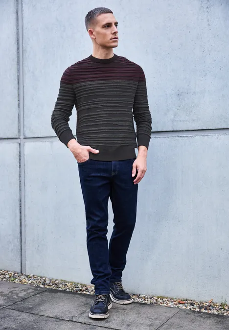 Strukturstreifen Pullover bordeaux red