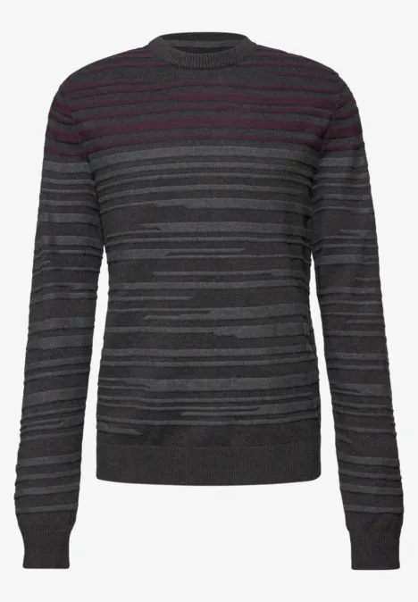 Strukturstreifen Pullover bordeaux red