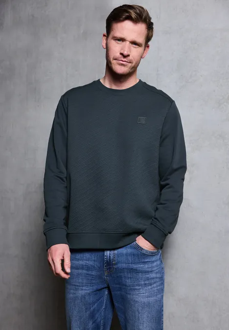 Crewneck Strukturpullover nocturnal blue