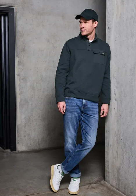 Crewneck Strukturpullover nocturnal blue