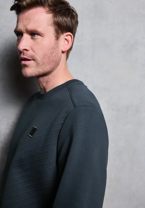 Crewneck Strukturpullover nocturnal blue