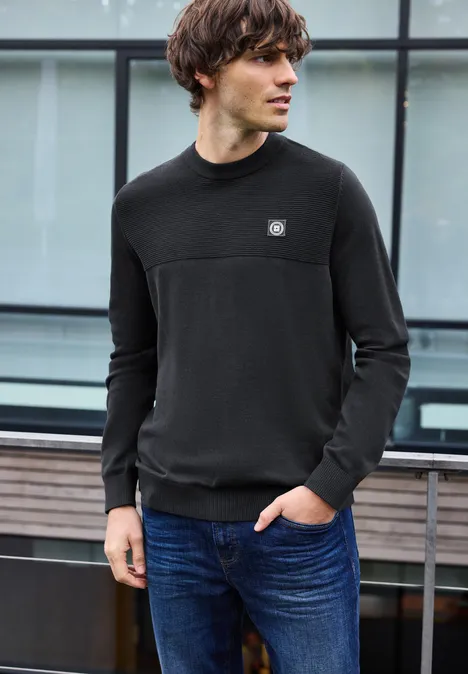 Sweter z teksturowanej mieszanki Black