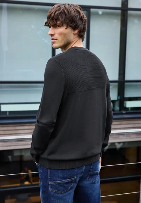 Sweter z teksturowanej mieszanki Black