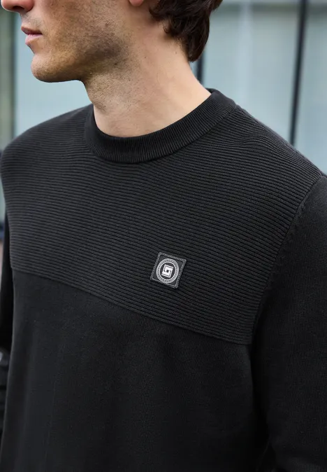 Sweter z teksturowanej mieszanki Black