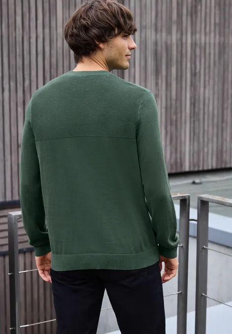 Sweter z teksturowanej mieszanki soft olive green