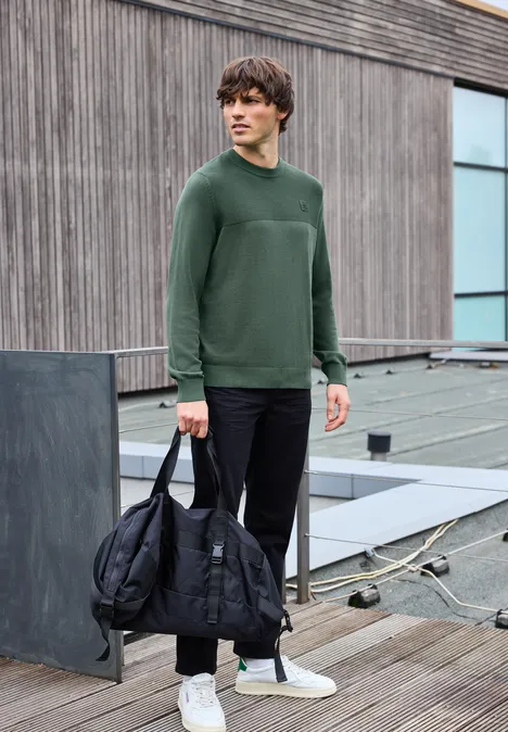Sweter z teksturowanej mieszanki soft olive green