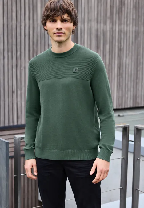 Sweter z teksturowanej mieszanki soft olive green