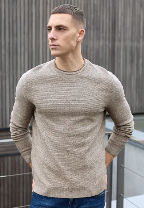 Crewneck Strukturpullover granite beige Crewneck Strukturpullover granite beige