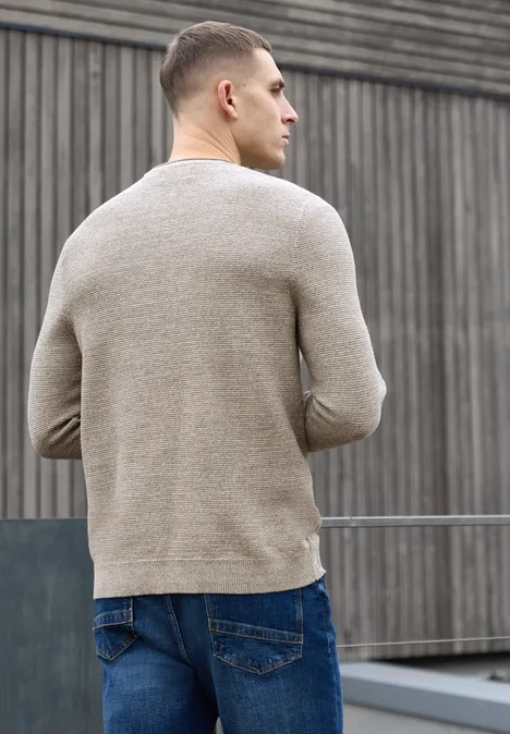 Crewneck Strukturpullover granite beige Crewneck Strukturpullover granite beige