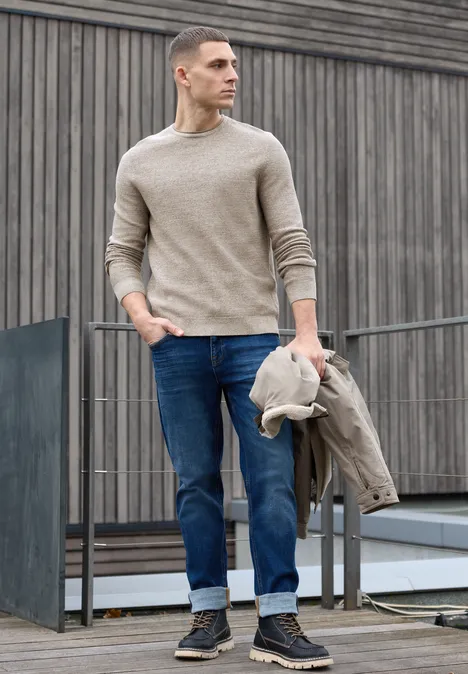 Crewneck Strukturpullover granite beige Crewneck Strukturpullover granite beige