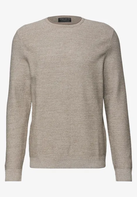 Crewneck Strukturpullover granite beige