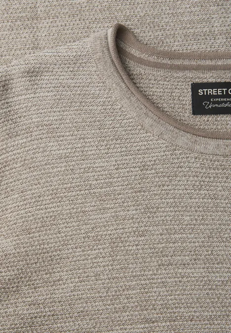 Crewneck Strukturpullover granite beige Crewneck Strukturpullover granite beige