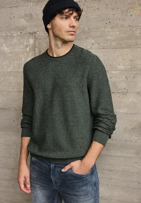 Crewneck Strukturpullover timeless green Crewneck Strukturpullover timeless green