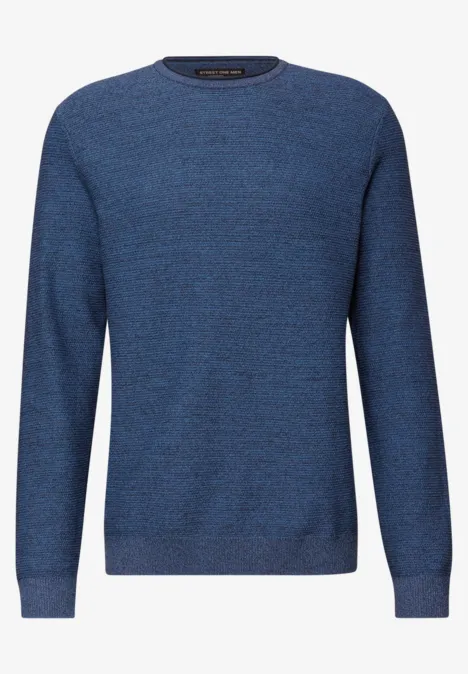 Pull à col ras du cou structuré authentic blue Pull à col ras du cou structuré authentic blue
