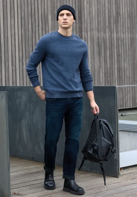 Pull à col ras du cou structuré authentic blue Pull à col ras du cou structuré authentic blue