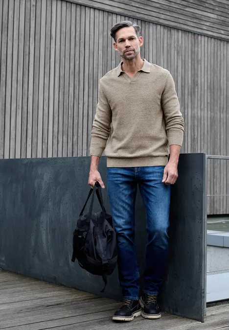 Polo pull structuré granite beige Polo pull structuré granite beige