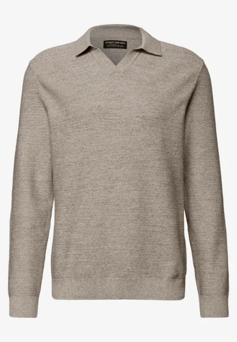 Polo pull structuré granite beige Polo pull structuré granite beige