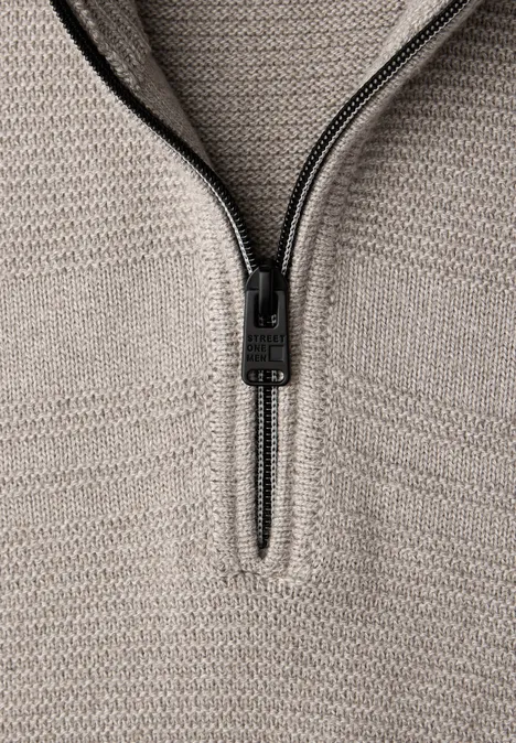 Pull à rayures structurées granite beige Pull à rayures structurées granite beige