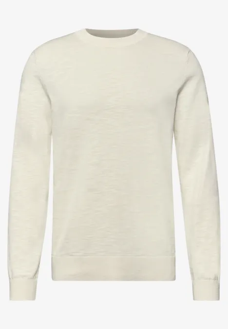 Sweter w stylu washed-look white sand