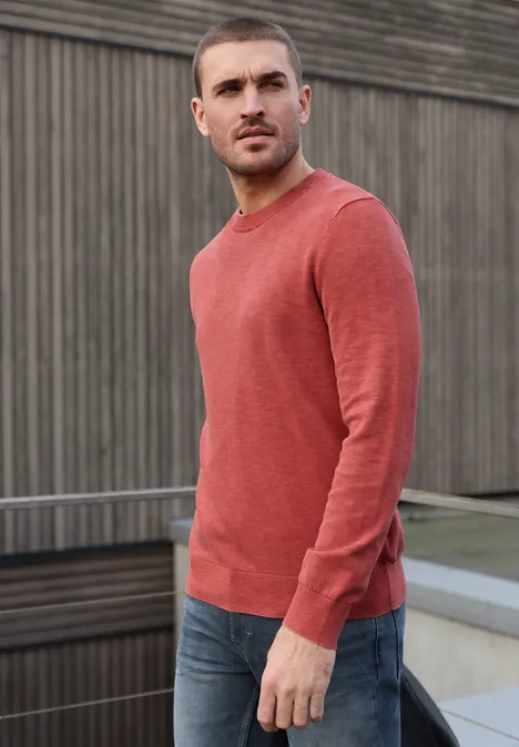 Pullover mit Washed-Effekt dull coral