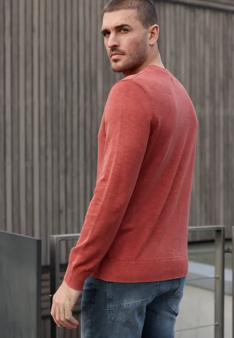 Pullover mit Washed-Effekt dull coral