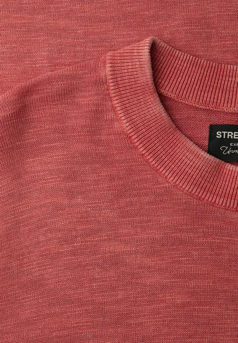 Pullover mit Washed-Effekt dull coral