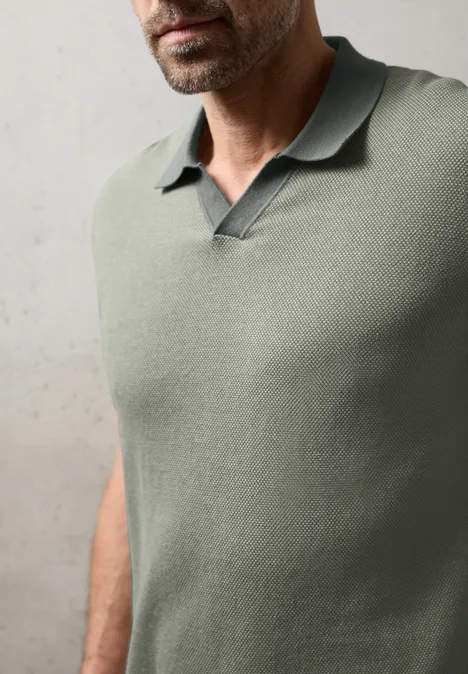 Gebreid poloshirt dusty mint