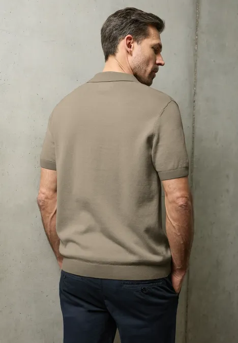 Gebreid poloshirt white sand