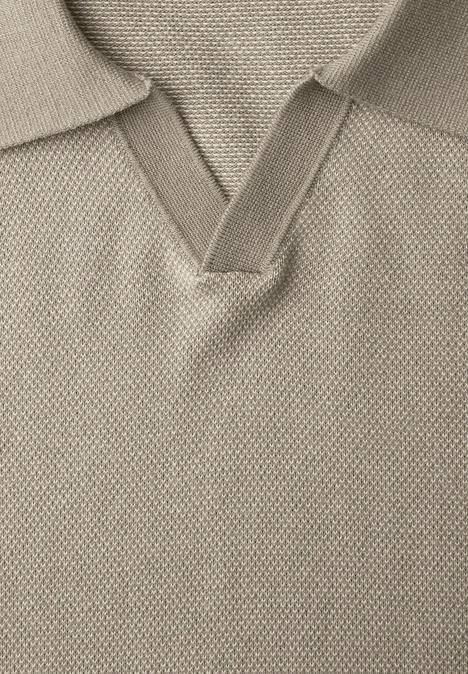 Gebreid poloshirt white sand