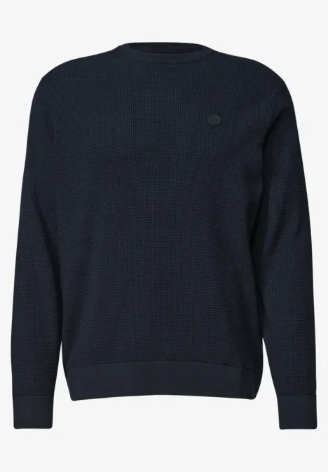 Trui met ronde hals en schouderdetail dark basic blue Effen donkerblau trui met ronde hals en lange mouwen.