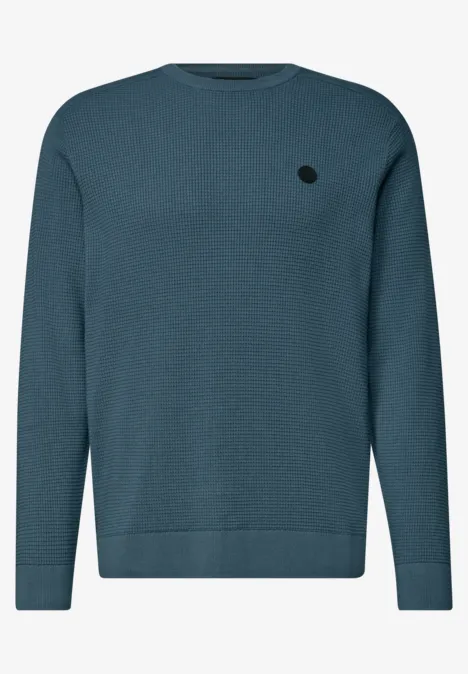 Trui met ronde hals en schouderdetail cold blue Donkerblauwe trui met ronde hals, klein borstlogo en lange mouwen.
