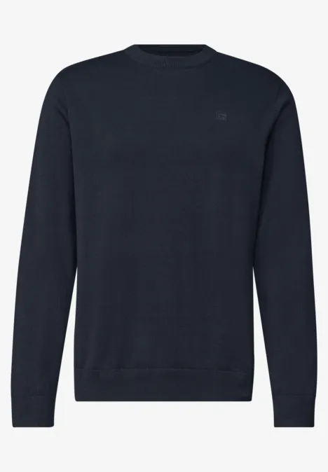 Eenvoudige trui met ronde hals in effen kleur dark basic blue Effen donkerblauwe trui met ronde hals en lange mouwen