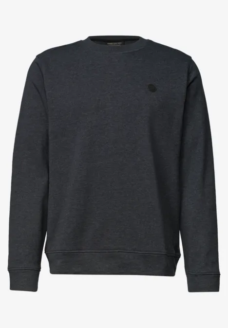 Sweat-shirt gris foncé en coton, col rond et petit logo sur la poitrine.