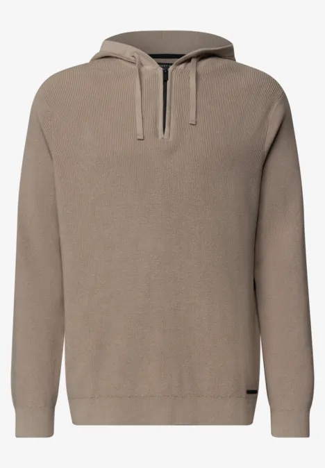 Pullover in Unifarbe mit Kapuze antique beige Schlichter, beiger Kapuzenpullover mit Kängurutasche und Kordelzug.