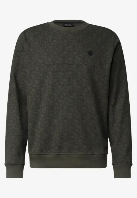 Sweat à col rond et imprimé urban olive green Dunkles Sweatshirt mit dezentem Monogramm-Alloverdruck, geripptem Rundhalsausschnitt und Bündchen.