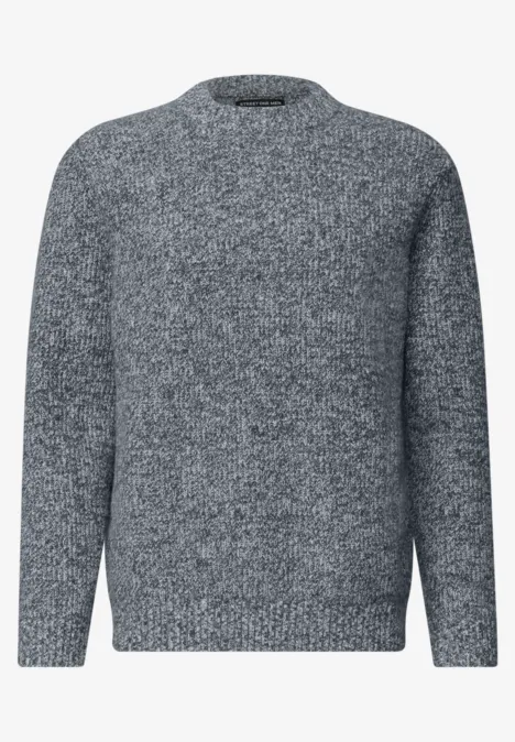Pullover mit Rundhals und Wollanteil vintage blue Grauer Rundhals-Pullover aus weichem Strick mit langen Ärmeln.