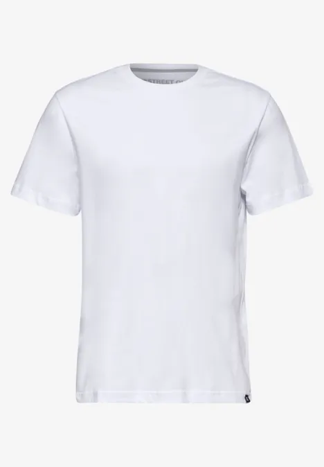 T-shirt blanc uni à manches courtes.