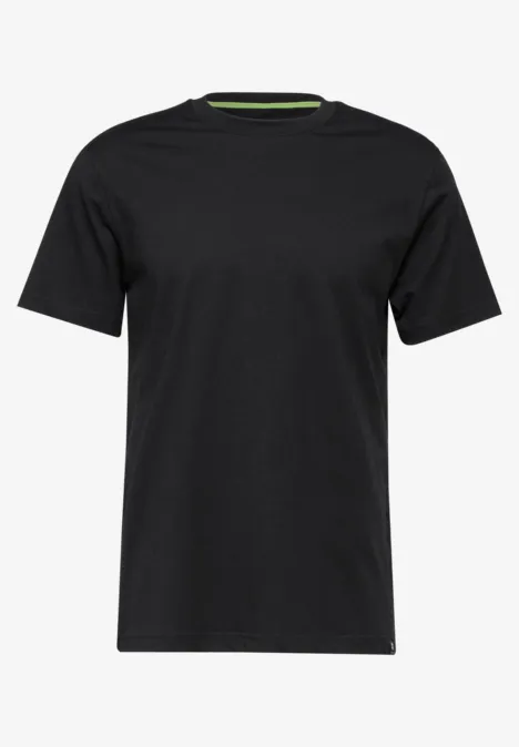 T-shirt noir uni à manches courtes.
