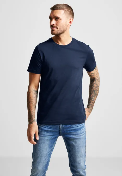 T-shirt basique de couleur unie navy blue