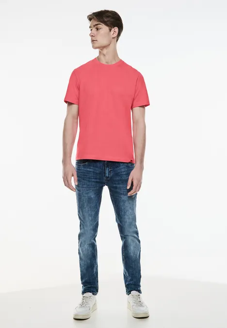 Basic T-shirt in effen kleur Crab Red Basic T-shirt in effen kleur Crab Red