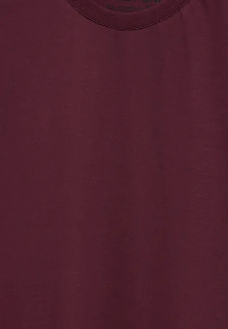 Basic T-shirt in effen kleur dusty red Basic T-shirt in effen kleur dusty red
