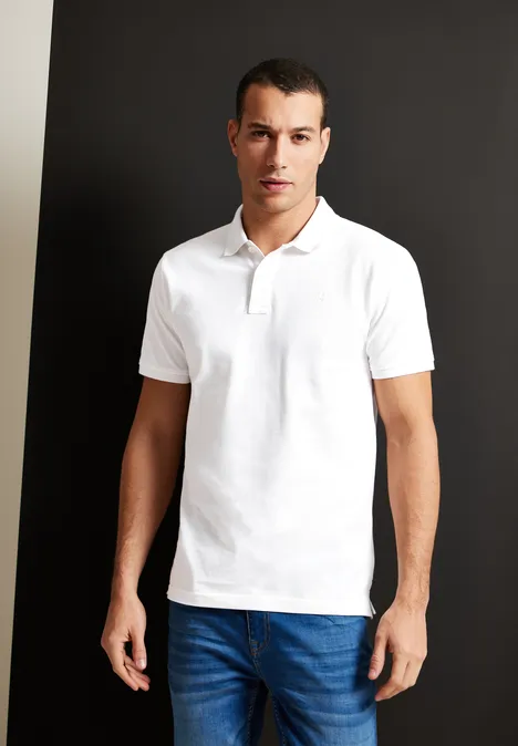 Polo en tissu piqué White