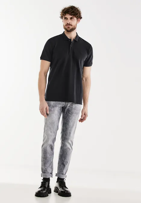 Piqué poloshirt faded black Piqué poloshirt faded black