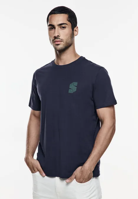 T-Shirt mit Brustprint eclipse blue