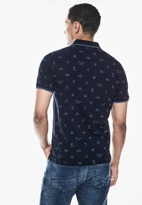 Poloshirt van slubjersey dark maritime blue