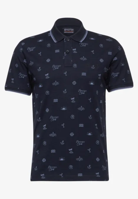 Polo en jersey flammé dark maritime blue
